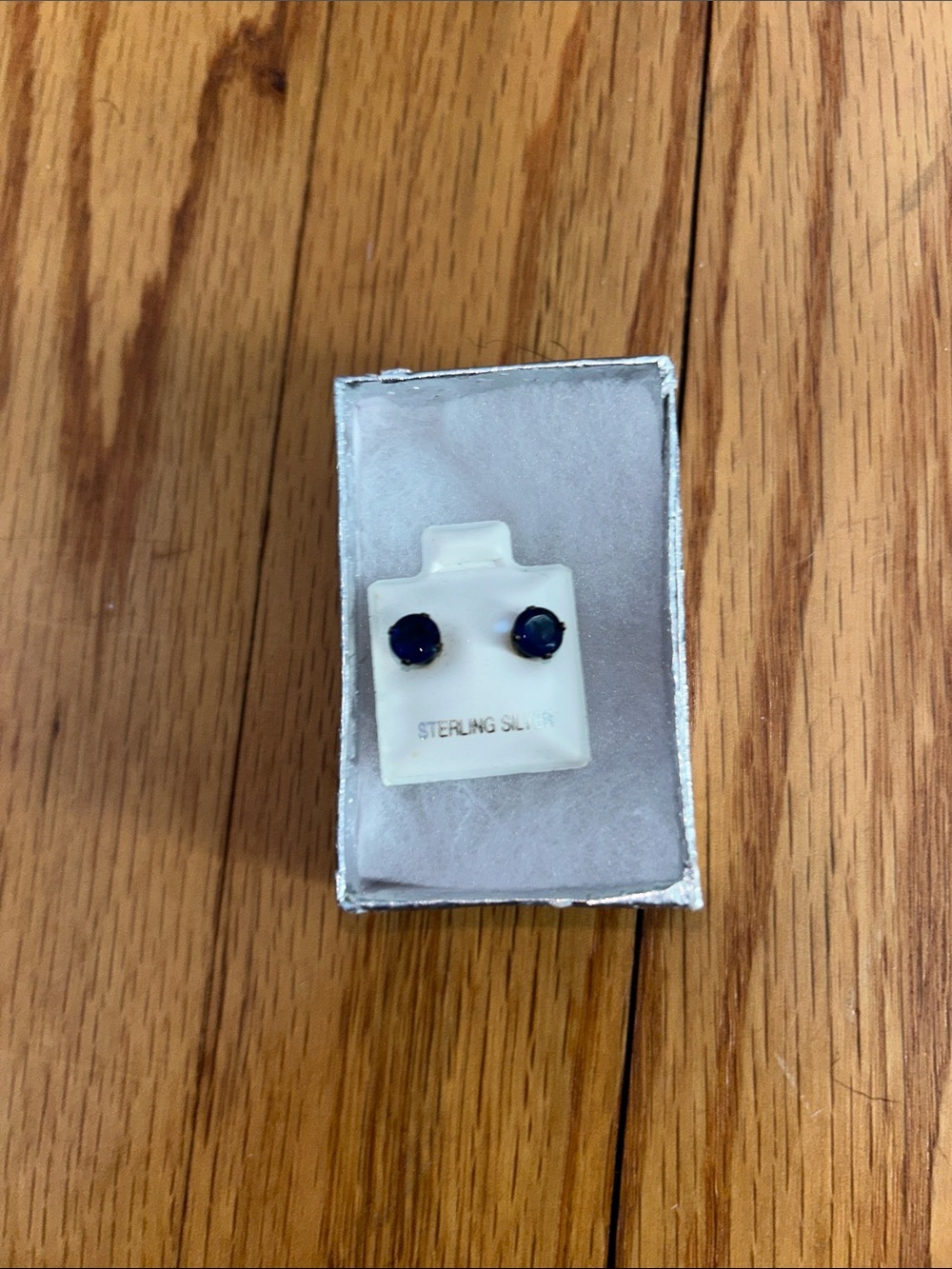 Sterling Silver Women's Navy Blue Stud Earrings